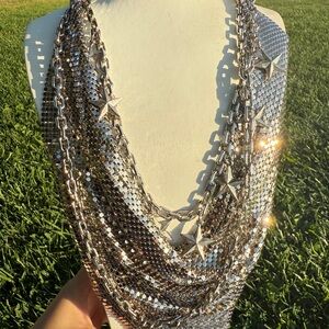 Niche designers Silver Multi-Layer Star Chain Necklace